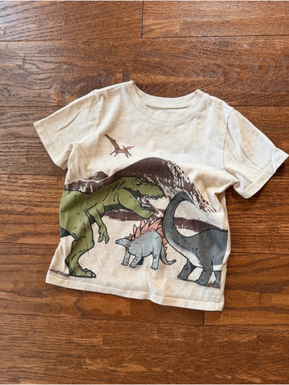 Garanimals Kids Dino Graphic Tee - Beige with Green & Gray Dinosaurs